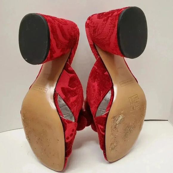 Marc Jacob EMBELLISHED VELVET-DAMASK MULES IN RED Size 39.5 - Picture 9 of 11